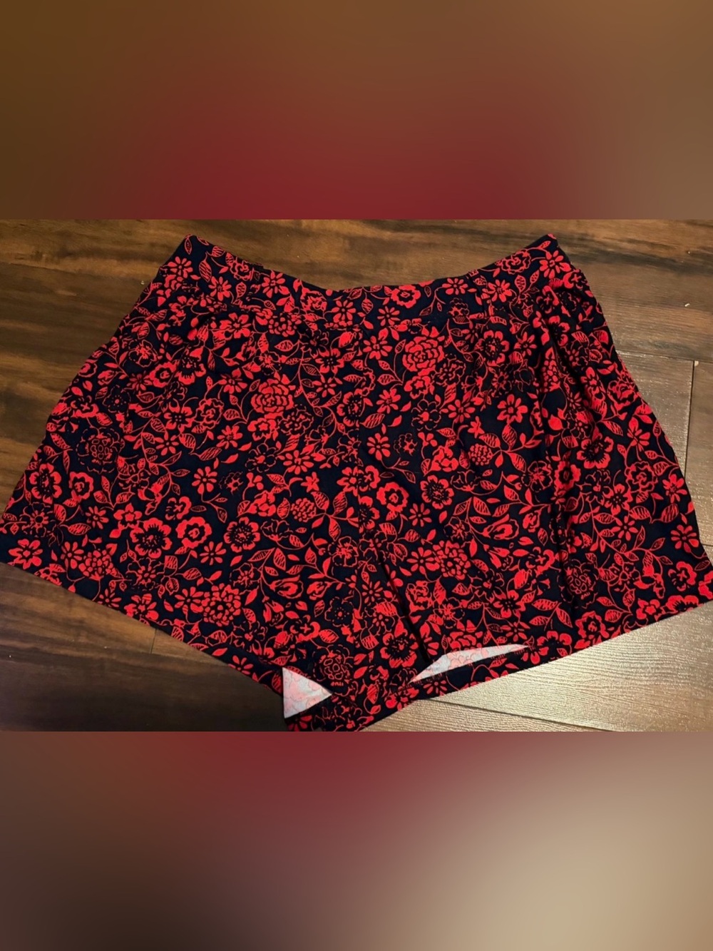 Terra & Sky Red Floral Bike Shorts